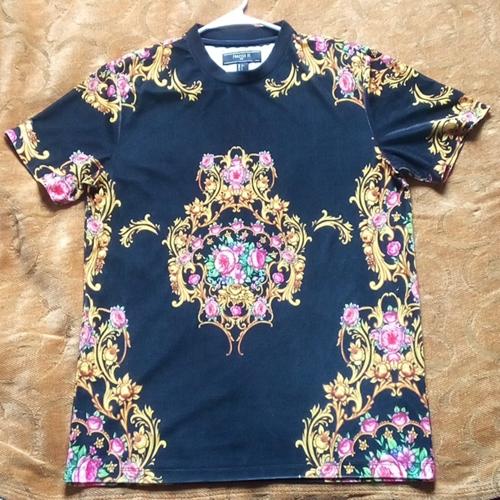 Forever 21 Men Fashion Velvet Velour T-shirt